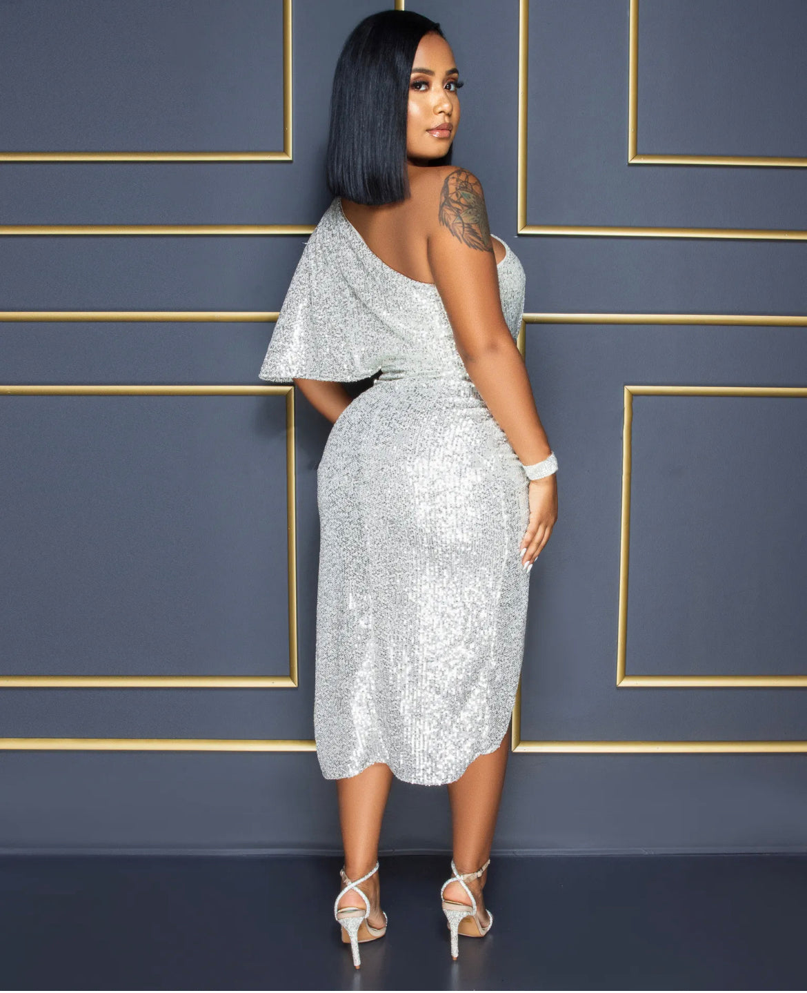 “Shimmery Gaze” Silver Dress
